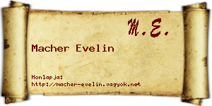 Macher Evelin névjegykártya
